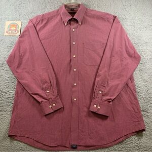 Tommy Hilfiger Shirt Men's Long Sleeve Button Up Cotton Red Size 17 (34-35)‎